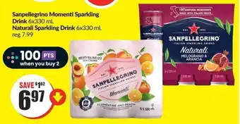 FreshCo Sanpellegrino Momenti Sparkling Drink 6x330 mL Naturali Sparkling Drink 6x330 mL offer