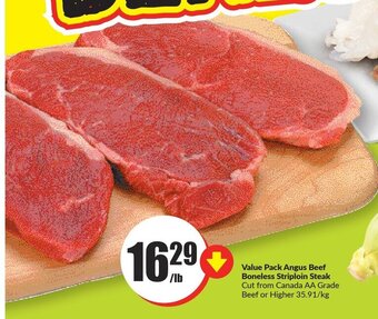 FreshCo Value Pack Angus Beef Boneless Striploin Steak 35.91/kg offer