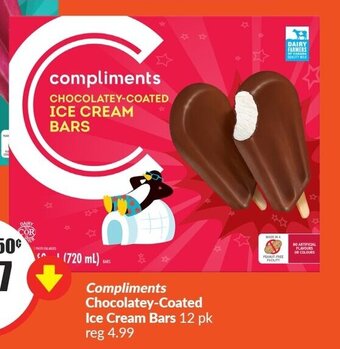 FreshCo Compliments Chocolatey-Coated Ice Cream Bars 12 pk offer