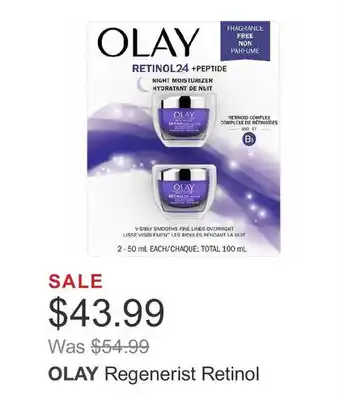 Costco OLAY RETINOL24 +PEPTIDE NIGHT MOISTURIZER HYDRATANT DE NUIT offer