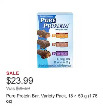 Costco Pure Protein Bar, Variety Pack, 18 × 50 g (1.76 oz) offer