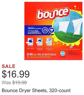 Costco Bounce Dryer Sheets, 320-count offer
