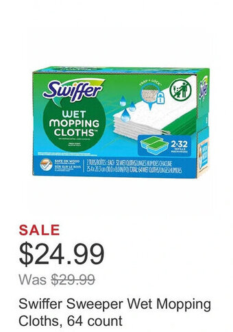 Costco Swiffer Swiffer Sweeper Wet Mopping Cloths, 64 count offer