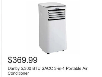 Costco Danby 5,300 BTU SACC 3-in-1 Portable Air Conditioner offer