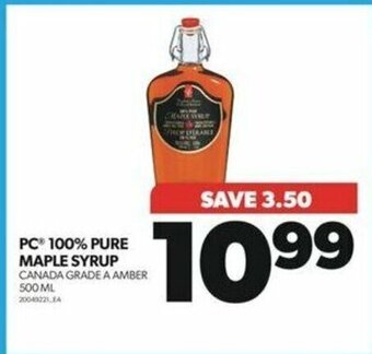 Real Canadian Superstore PC 100% PURE MAPLE SYRUP 500 ML offer
