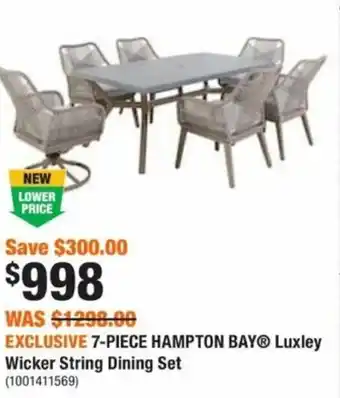 Home Depot EXCLUSIVE 7-PIECE HAMPTON BAY® Luxley Wicker String Dining Set (1001411569) offer