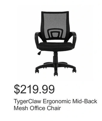 Costco TygerClaw Ergonomic Mid-Back Mesh Office Chair offer