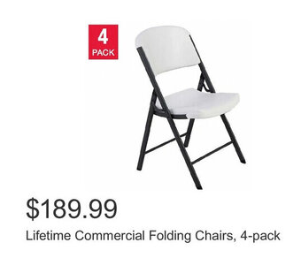 Costco Lifetime Commercial Folding Chairs, 4-pack offer
