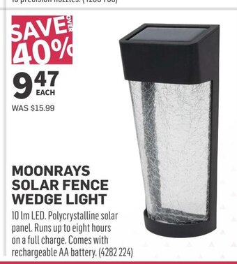 Co-op MOONRAYS SOLAR FENCE WEDGE LIGHT offer