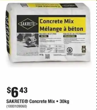 Home Depot <SAKRETE SAKRETEⓇ Concrete Mix • 30kg (1000109060) offer