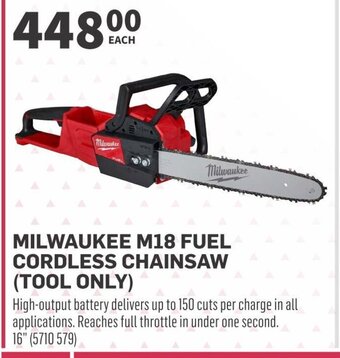 Co-op MILWAUKEE M18 FUEL CORDLESS CHAINSAW (TOOL ONLY) offer