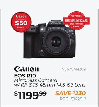Henry's Mirrorless camera w/rf-s 18-45mm f4.5-6.3 lens eos r10 offer