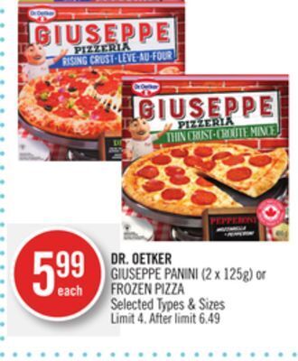 Shoppers Drug Mart Dr oetker giuseppe panini (2 x 125g) or frozen pizza offer