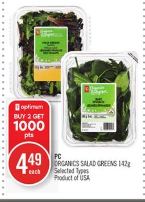Shoppers Drug Mart Pc organics salad greens offer