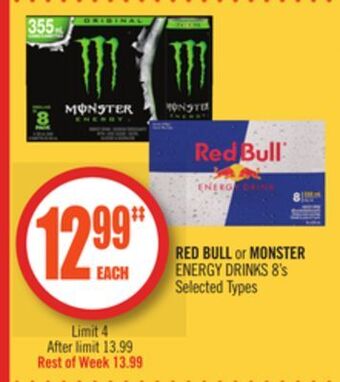 Shoppers Drug Mart Red bull or monster energy drinks offer
