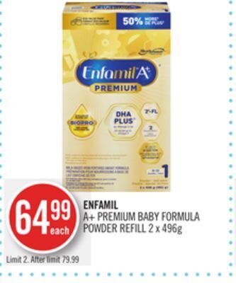 Shoppers Drug Mart Enfamil a+ premium baby formula powder refill 2 x 496g offer