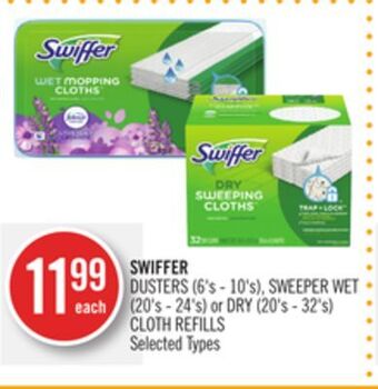 Shoppers Drug Mart Swiffer dusters (6's - 10's), sweeper wet (20's - 24's) or dry (20's - 32's) cloth refills offer
