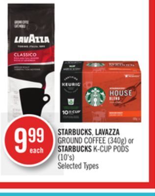 Shoppers Drug Mart Starbucks, lavazza ground coffee (340g) or starbucks k-cup pods (10's) offer