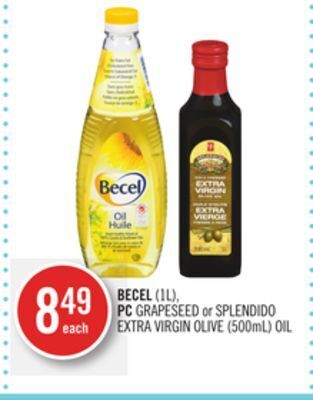 Shoppers Drug Mart Becel (1l), pc grapeseed or splendido extra virgin olive (500ml) oil offer