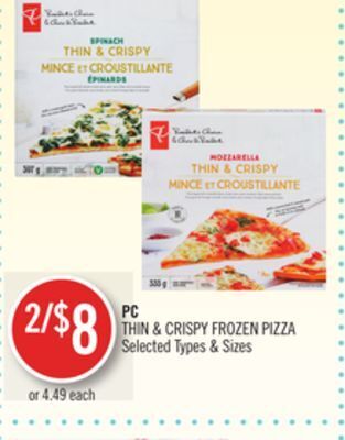 Shoppers Drug Mart Pc thin & crispy frozen pizza offer