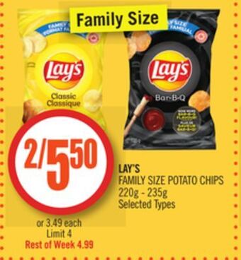 Shoppers Drug Mart Lay's family size potato chips offer