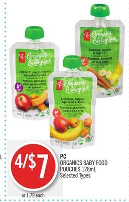 Shoppers Drug Mart Pc organics baby food pouches offer