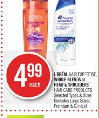Shoppers Drug Mart L'oreal hair expertise whole blends or head & shoulders hair care products offer