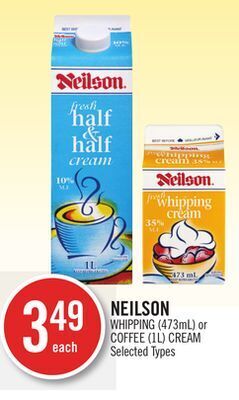 Shoppers Drug Mart Neilson whipping (473ml) or coffee (1l) cream offer