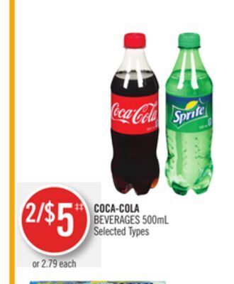 Shoppers Drug Mart Coca-cola beverages 500ml offer