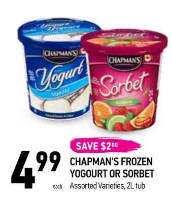Coppa's Fresh Market Chapman's frozen yogourt or sorbet offer