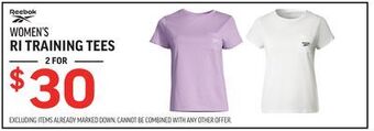 Sport Chek Reebok women's ri training tees offer