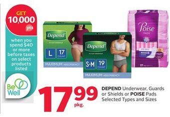 Rexall Depend underwear, guards or shields or poise pads offer