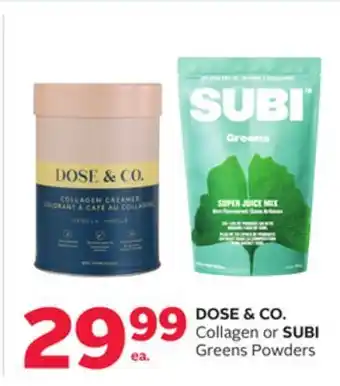 Rexall Dose & co. collagen or subi greens powders offer