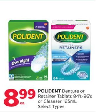 Rexall Polident denture or retainer tablets 84' s-96' s or cleanser 125ml offer
