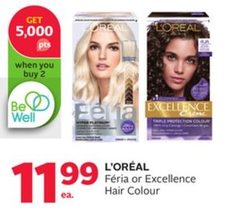Rexall L' oréal féria or excellence hair colour offer