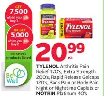 Rexall Tylenol arthritis pain relief 170' s, extra strength 200' s, rapid release gelcaps 120' s, back pain or body pain night or ni offer