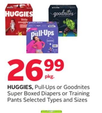 Rexall Huggies, pull. ups or goodnites super boxed diapers or training pants offer