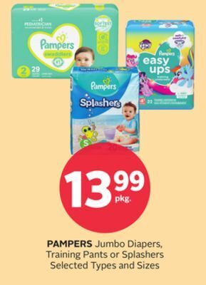 Rexall Pampers jumbo diapers, training pants or splashers offer