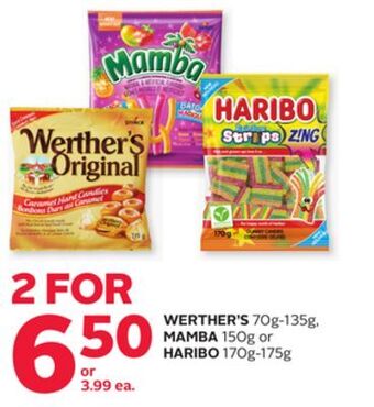 Rexall Werther's 70g-135g, mamba 150g or haribo 170g-175g offer