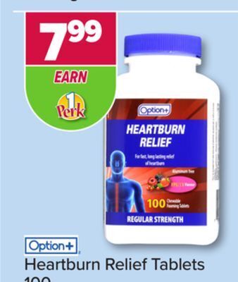 PharmaChoice Option+ heartburn relief tablets offer