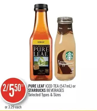 Shoppers Drug Mart Pure leaf iced tea or starbucks beverages offer