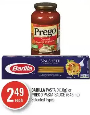 Shoppers Drug Mart Barilla pasta or prego pasta sauce offer