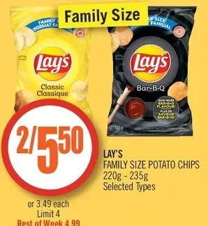 Shoppers Drug Mart Lay's family size potato chips offer