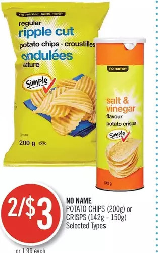 Shoppers Drug Mart No name potato chips or crisps offer
