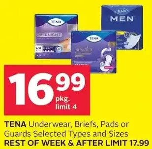 Rexall Tena underwear, briefs, pads or guards offer