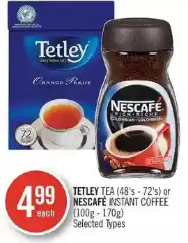 Shoppers Drug Mart Tetley tea or nescafe instant coffee offer