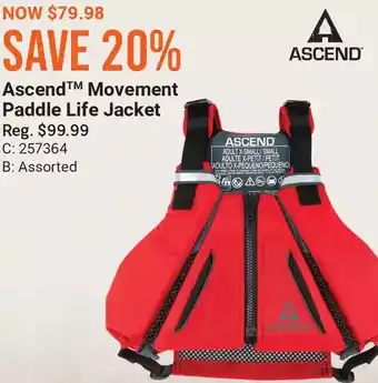 Cabela's Ascend movement paddle life jacket offer