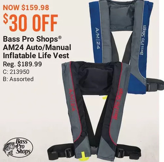 Cabela's Bass pro shops am24 auto/manual inflatable life vest offer