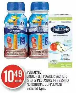 Shoppers Drug Mart Pedialyte liquid, powder sachets or pediasure nutritional supplement offer