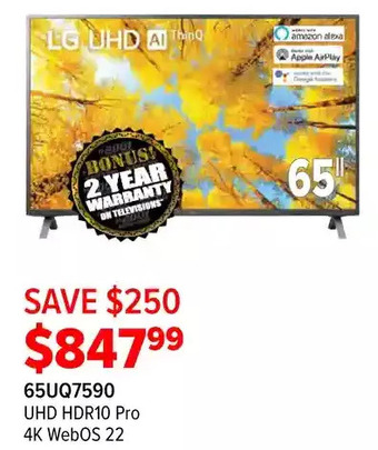 2001 Audio Video Lg 65 uhd hdr10 pro 4k webos 22 offer